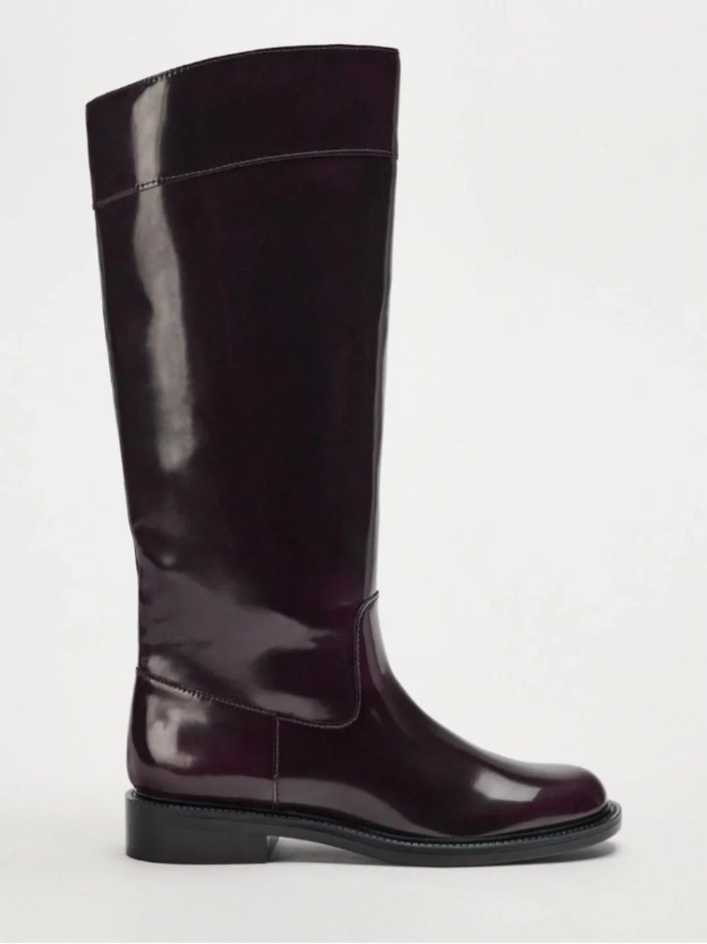 ZARA Leather Burgundy Knee High Boots 40